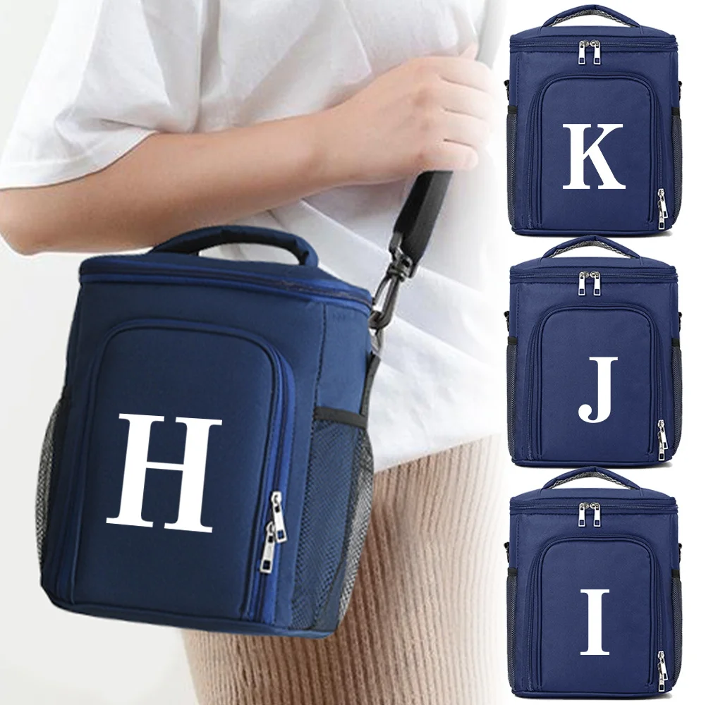 

Cooler Bag Thermal Insulation Box Lunch Tote Food Storage Handbag Outdoor Simplicity Storage Case White Letter Printing