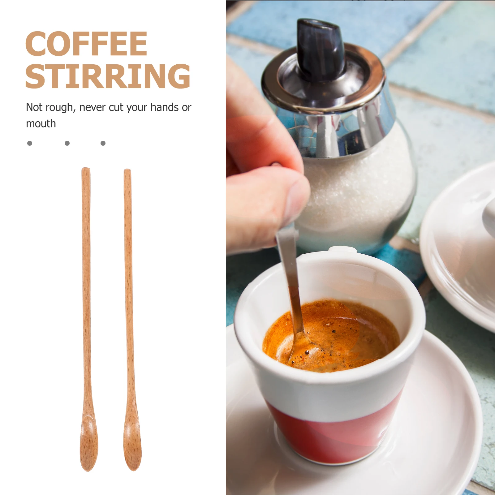 

2pcs Eco friendly Wooden Spoon Kitchen Utensil Food Serving Scoop Wood Tableware Soup Porridge Stew Mixing Tool Coffee