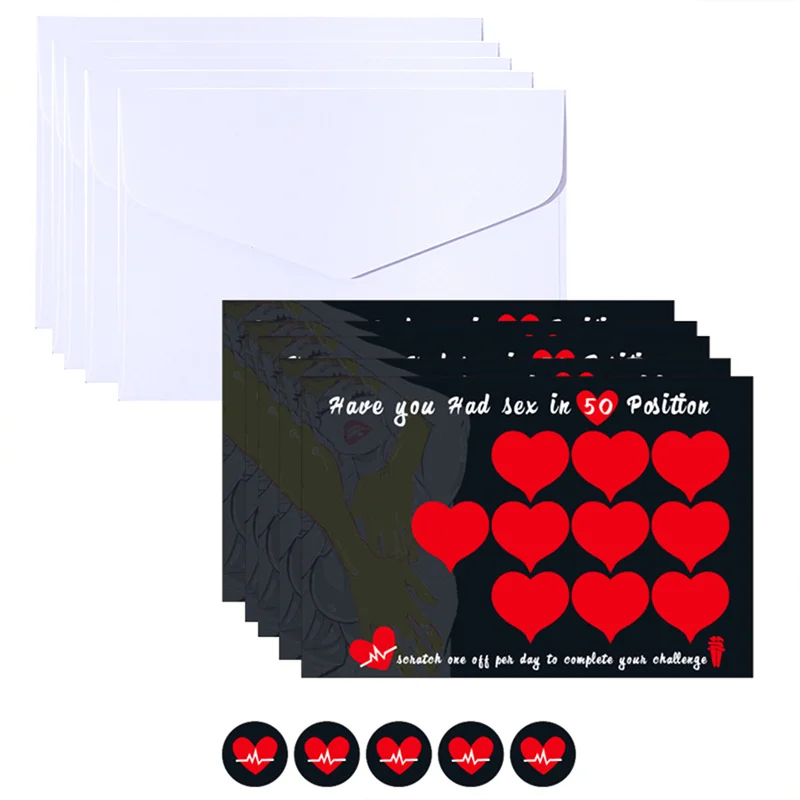 5pcs/set Valentine\'s Day Couples Dating Games Adult Sexual Position Scratch Cards with Envelopes