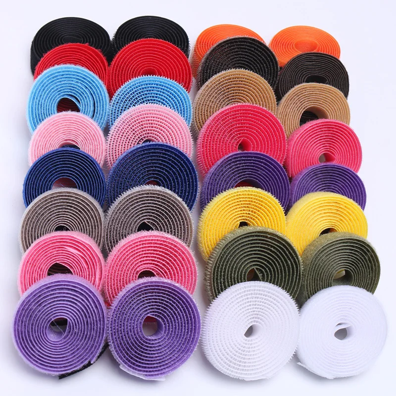 2cm 1Meter Pair Colorful Sticker Hook And Loop Fastener Adhesive Tape Nylon Button Cable Ties Sewing Garment Bags Accessory