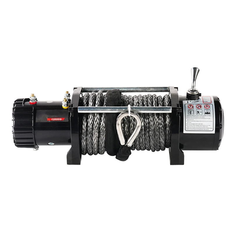 High Speed Electric Anchor Winch with Synthetic Nylon for Car Trailer Towing & Rescue Hoist-Off-Road With 12000 Lbs Capacity