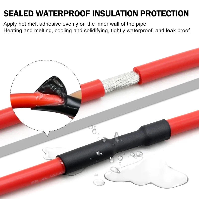 2M Black/Red/Blue 3:1 Heat Shrink Tube With Glue 1.6mm-50mm Dual Wall Tubing Polyolefin Shrinkin ﻿Wrap Cable Protect Sleeving
