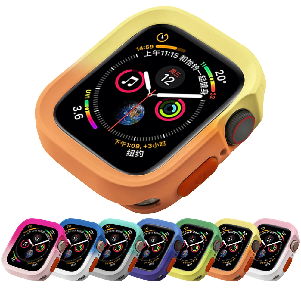 

Защитный чехол из ТПУ для Apple Watch серии 9, 8, Ultra, 49 мм, 7, 41 мм, 45 мм, бампер, рамка, оболочка, чехлы для iWatch 8, 6, 5, SE, 40, 44 мм