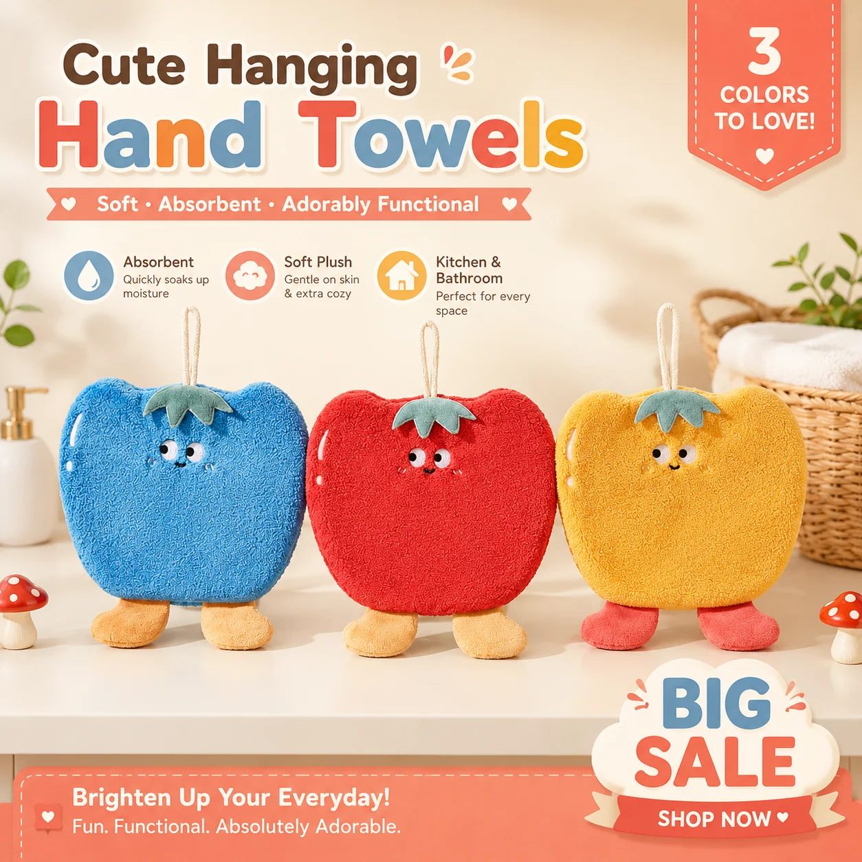 Dopamine Vegetable Square Hand Towel,washable anti-fade fluffy coral fiber,balcony bathroom drying cloth