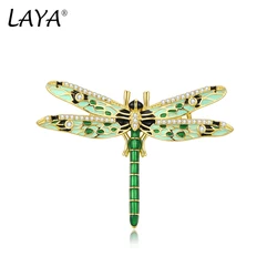 LAYA 925 Sterling Silver zwierząt unikalna konstrukcja Dragonfly broszka dla kobiet Handmade kolorowe emalia bankiet luksusowa doskonała biżuteria