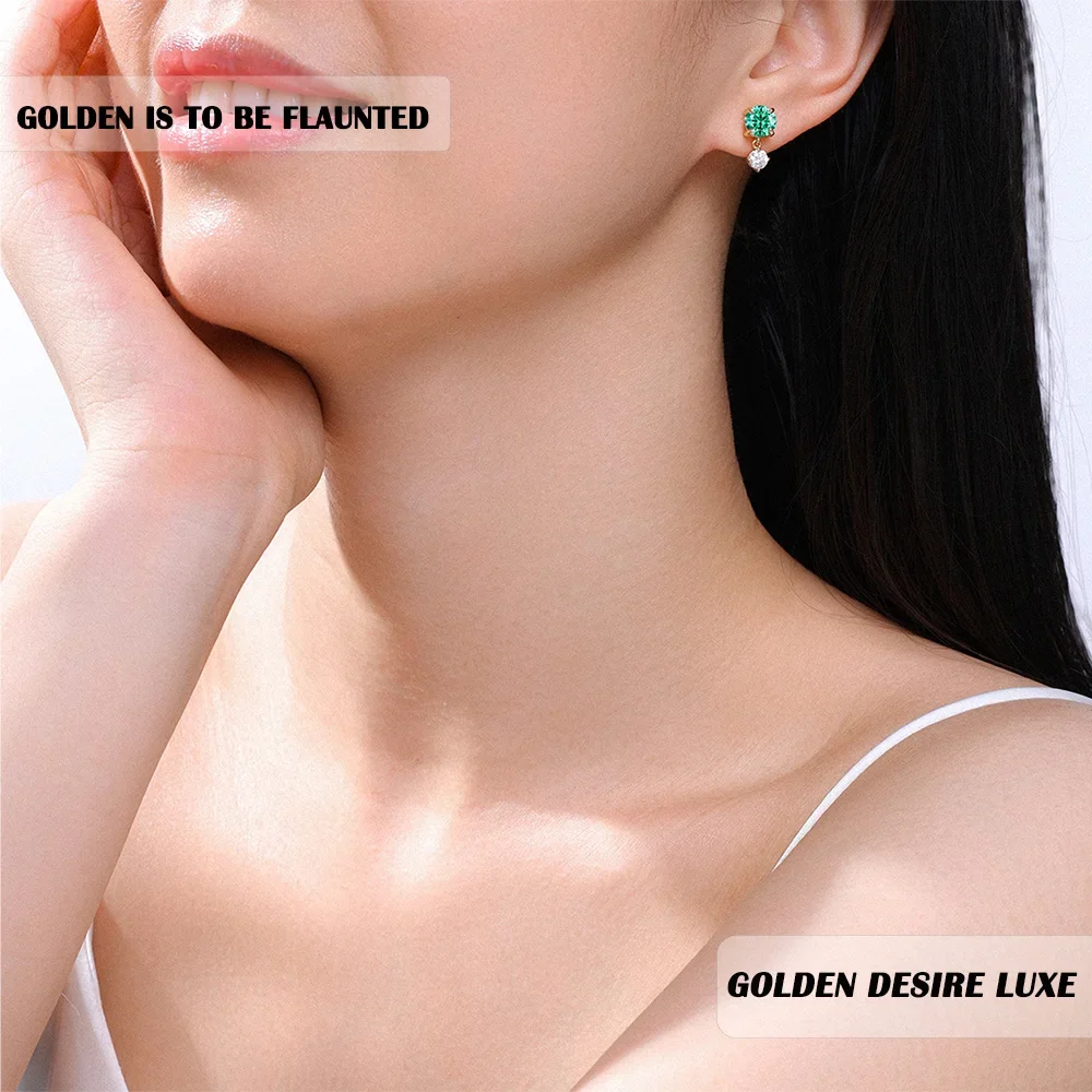 

Серьги с муассанитом 2,4CTW, 4 зубца, зеленая и белая круглая огранка, серебро 925 пробы, позолота 18 карат, элегантный стиль, поставляется с сертификатом GRA