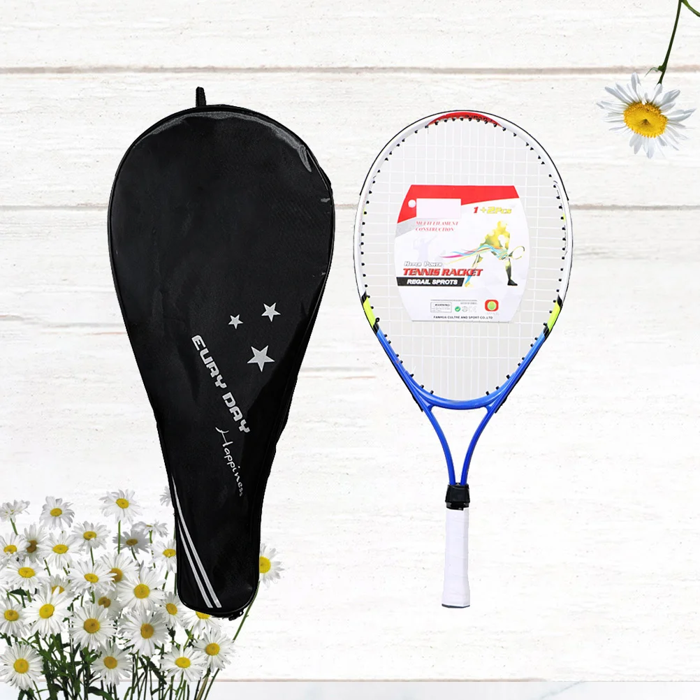 

1Set Blue Alloy Tennis Racket for Boys Girls 6-15 Years Stroke Technique Development with Portable Storage Bag
