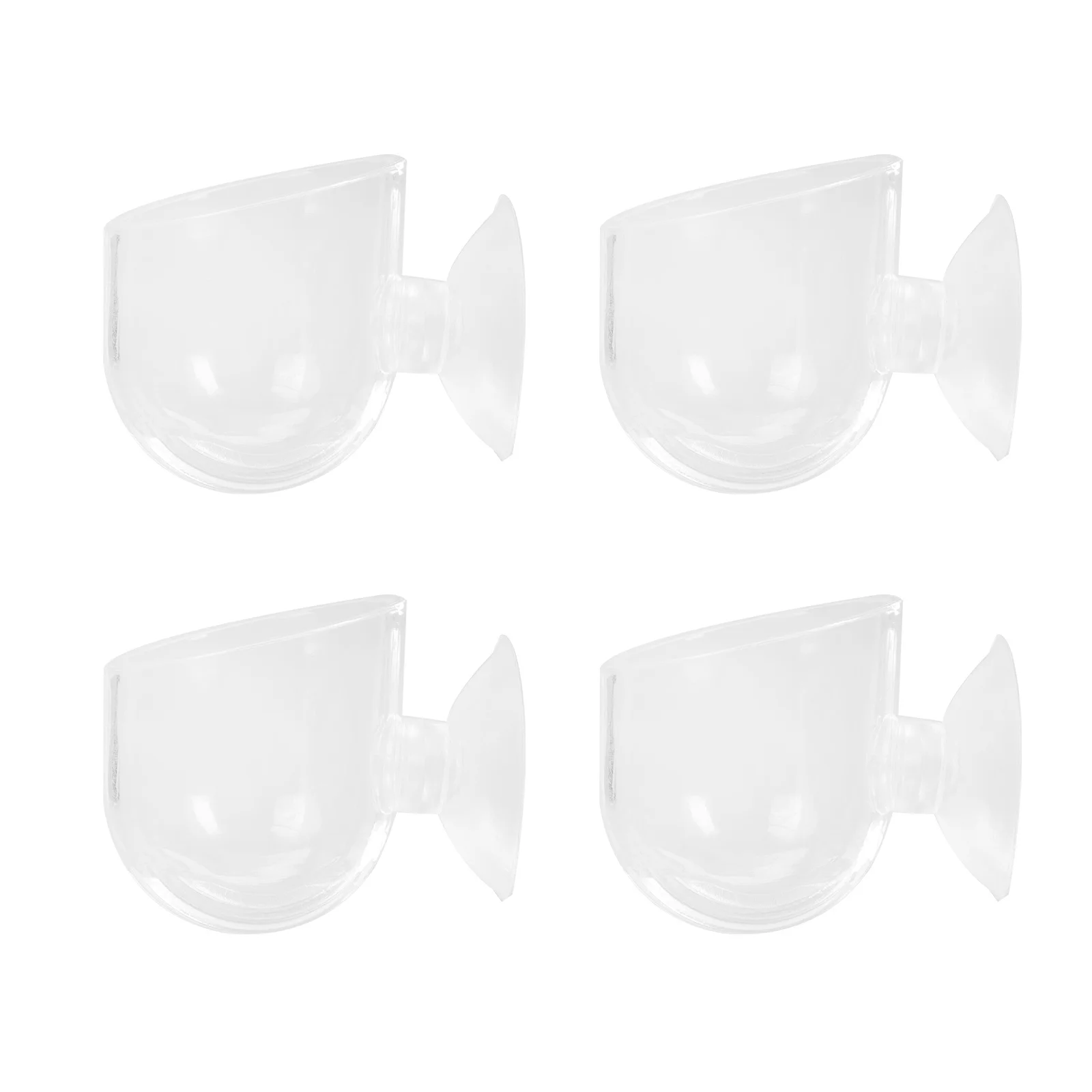 4pcs Water Grass Planting Cup Acrylic Fish Feeder Suction Cup Design For Aquarium Fish Food Dispenser Tank Wall Feeding Tool