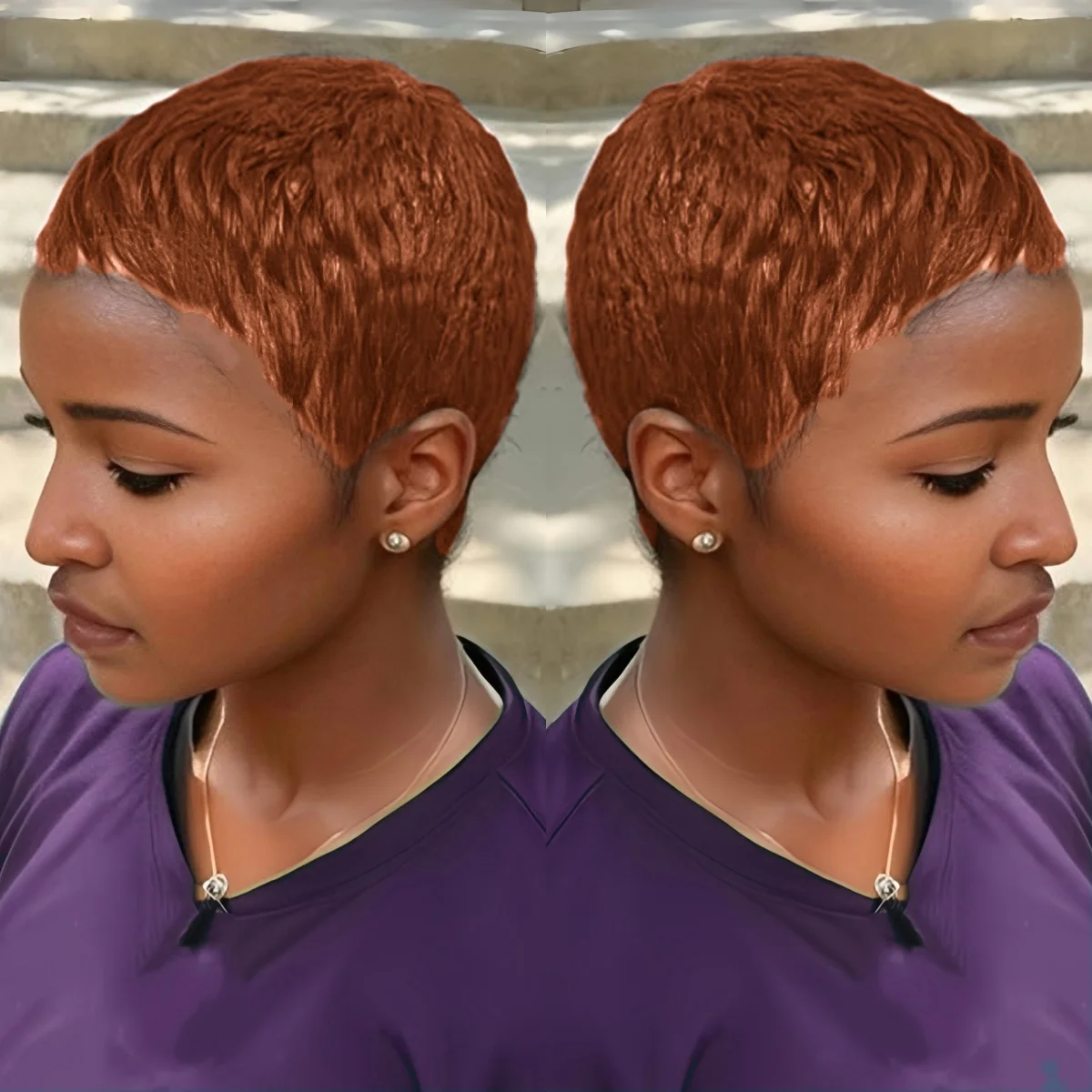 짧은 픽시컷 가발 인모 전체 기계 제작 천연 다채로운 여성용 가발 부드러운 질감 엉킴 없음 데일리 파티용