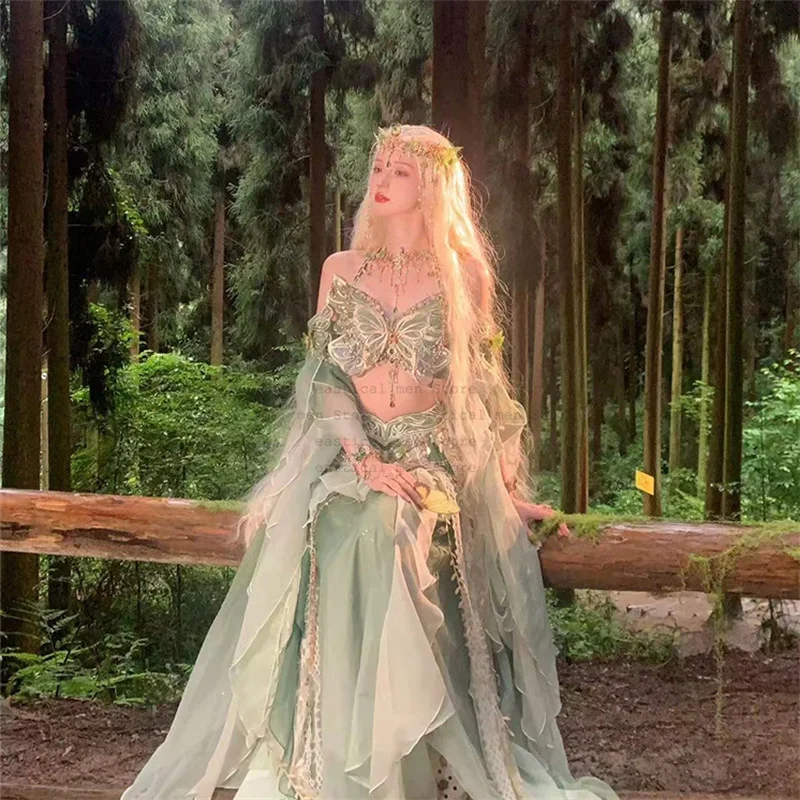 Vestidos de estilo exótico de elfo, traje de princesa de la región occidental, vestido de mariposa, ropa Hanfu para mujer, disfraz de elfo de la jungla HanDress
