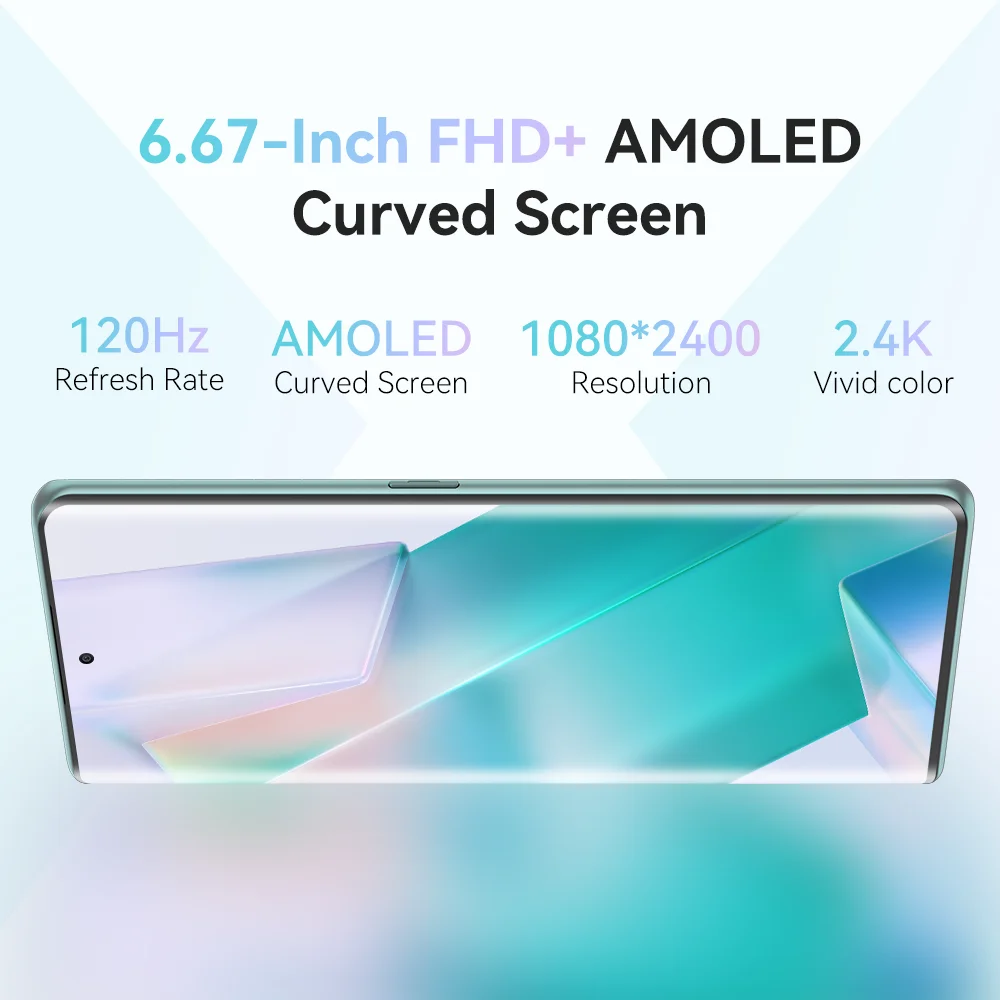 Imagem -02 - Envio do Brasil Cubot Hafury Meet Smartphone Android Tela Curva Amoled de 667 120 hz 24gb de Ram 12gb Mais 12gb Estendidos 256gb de Rom Helio G99 Câmera de 100 mp Nfcduplo Sim Duplo 4g Celular Telefones