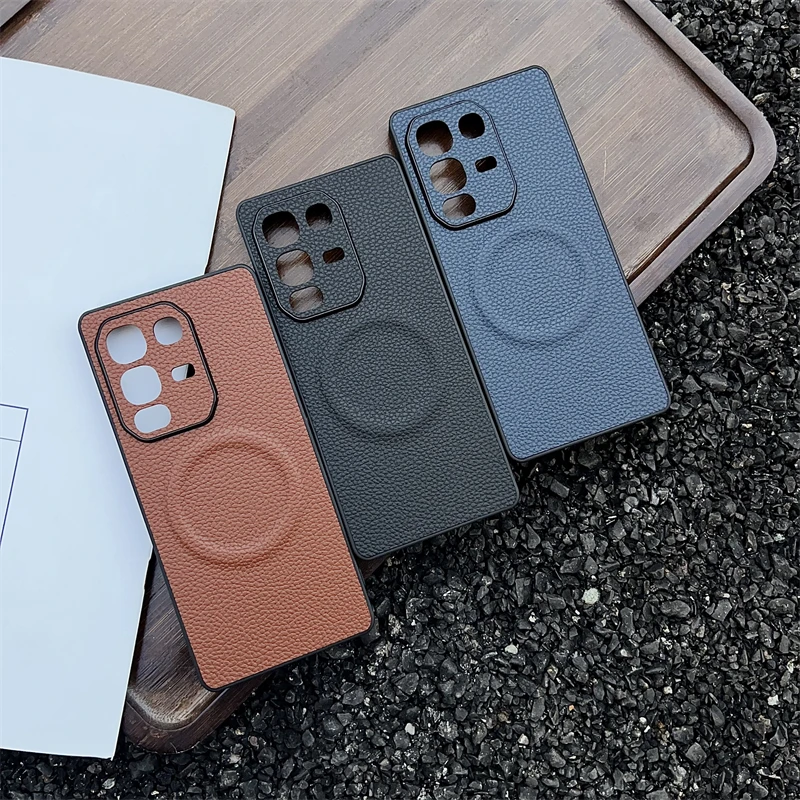Magnetic Case For Infinix Note 50 Pro Case For Infinix Note50 50Pro 4G MagSafe Litchi Textured Silicone PU Leather Back Cover