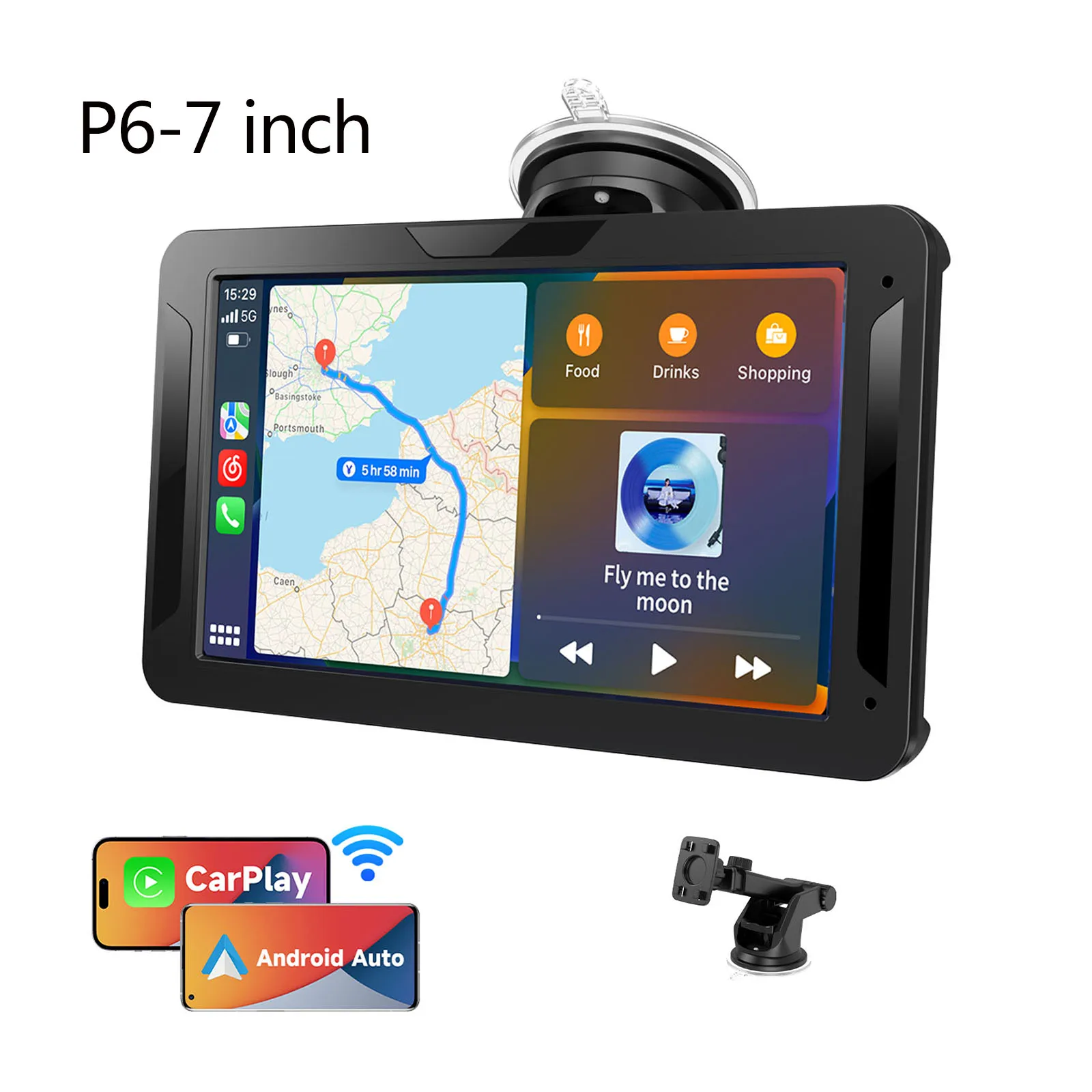 

Leranda P6-7inch Portable Touch Screen CarPlay Car Radio Multimedia Video Player for Android Auto with USB AUX Rear View Camera