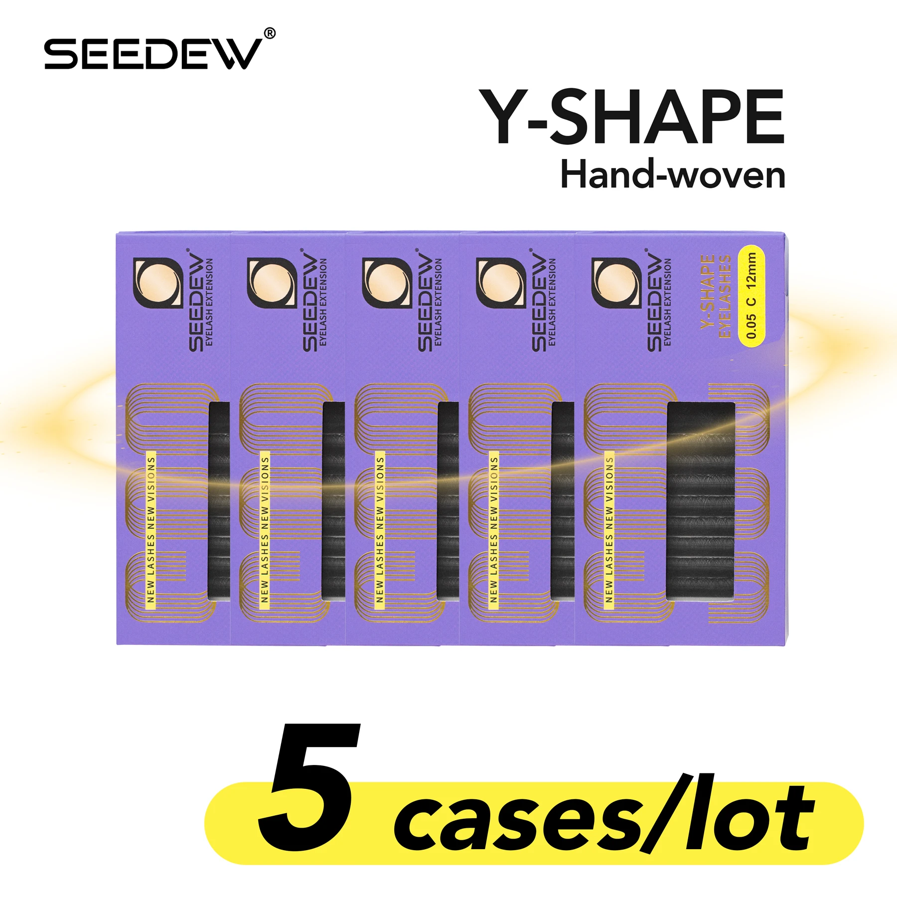 SEEDEW 0.07mm Y-Shape Eyelashes 5cases/lot Makeup Maquiagem YY Hand Woven Premium Soft Light Natural Private Label Wholesale
