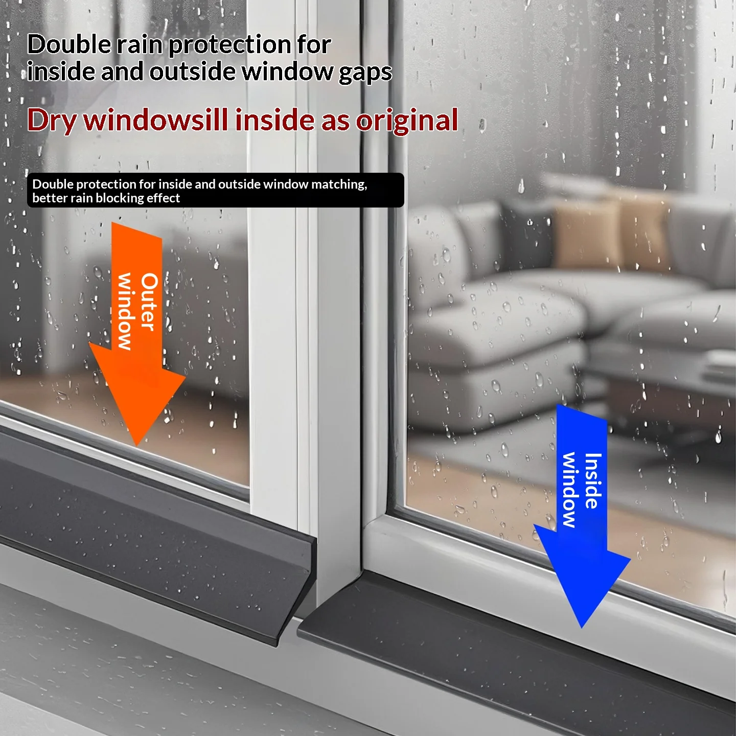 TPE Window Water Blocking Bar Water-Resistant Strip Rainproof Panel Rainproof Miracle Preventing Rain Backflow Window Strip