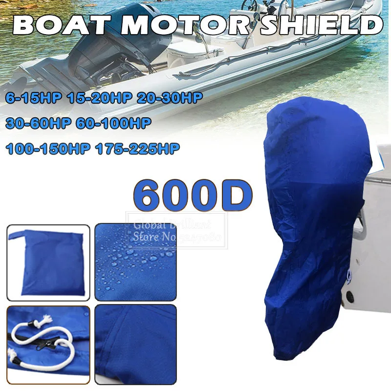 600D 6-225HP Yacht Half Outboard Motor Engine Boat Cover Anti UV Dustproof Cover Marine Engine Protection  Waterproof Blue