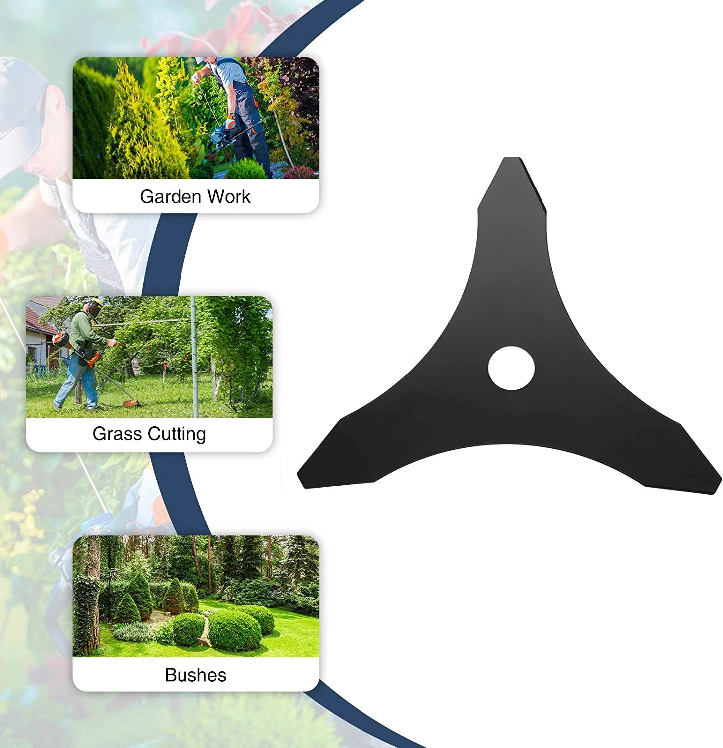 3 Teeth Brush Cutter Blade Grass Trimmer Blade Brush Cutter Cutting Disc Garden Tool Accessories Lawn Mower Triangular Saw Blade