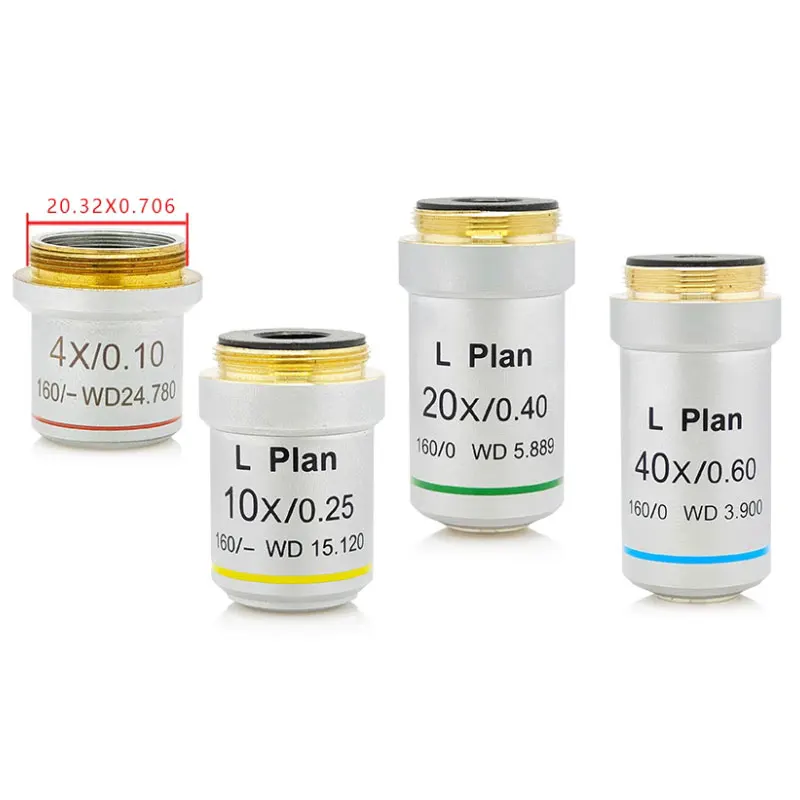 

4X 10X 20X 40X Biological Microscope Objective Metallographic Finite Long Working Distance Plan Achromatic Objective Lens