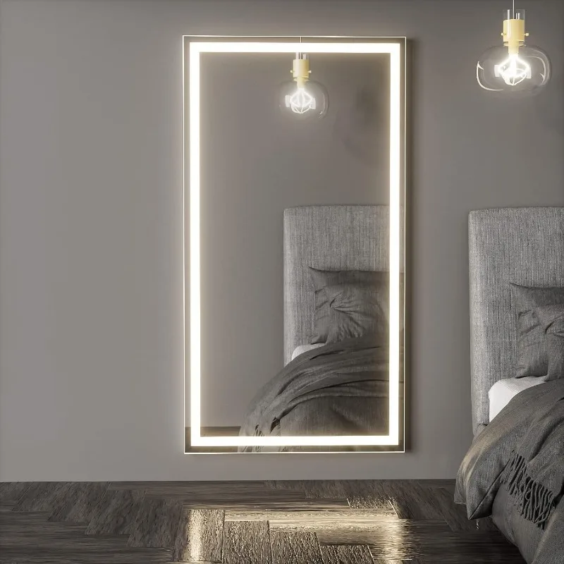 Full Length Mirror with Lights, LED Full Length Mirror, Lighted Full Body Length Light up Mirror Touch, Free