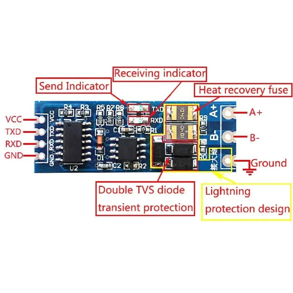 Hardware UART Serial Port To RS485 Converter Module Mutual RS485 TTL Turn UART Level 1pcs 485 To Serial 53*25mm