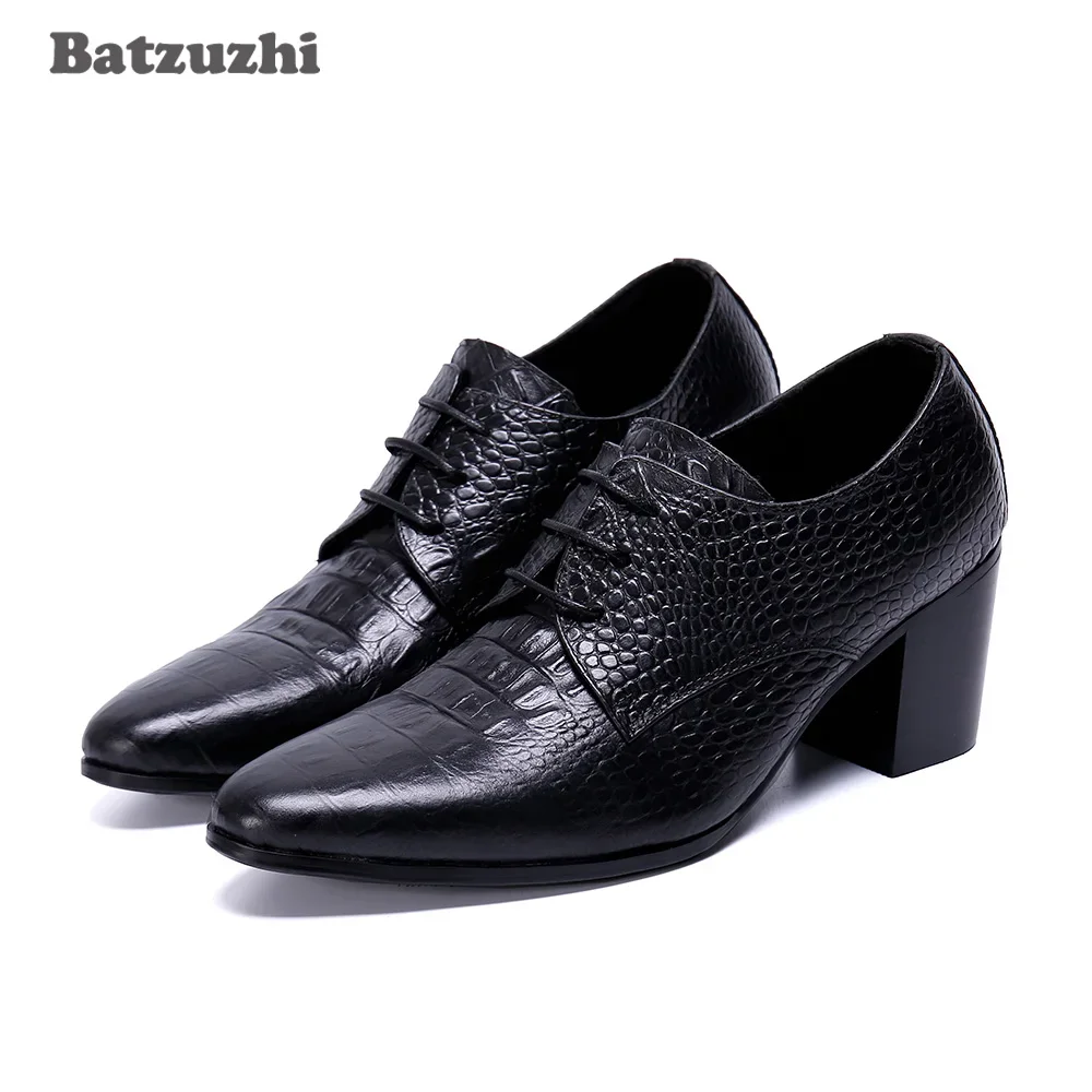 

Batzuzhi Italian Type Men Shoes Pointed Toe Black Leather Ankle Boots Men Lace-up Formal Party and Wedding Men's Boots Botas!