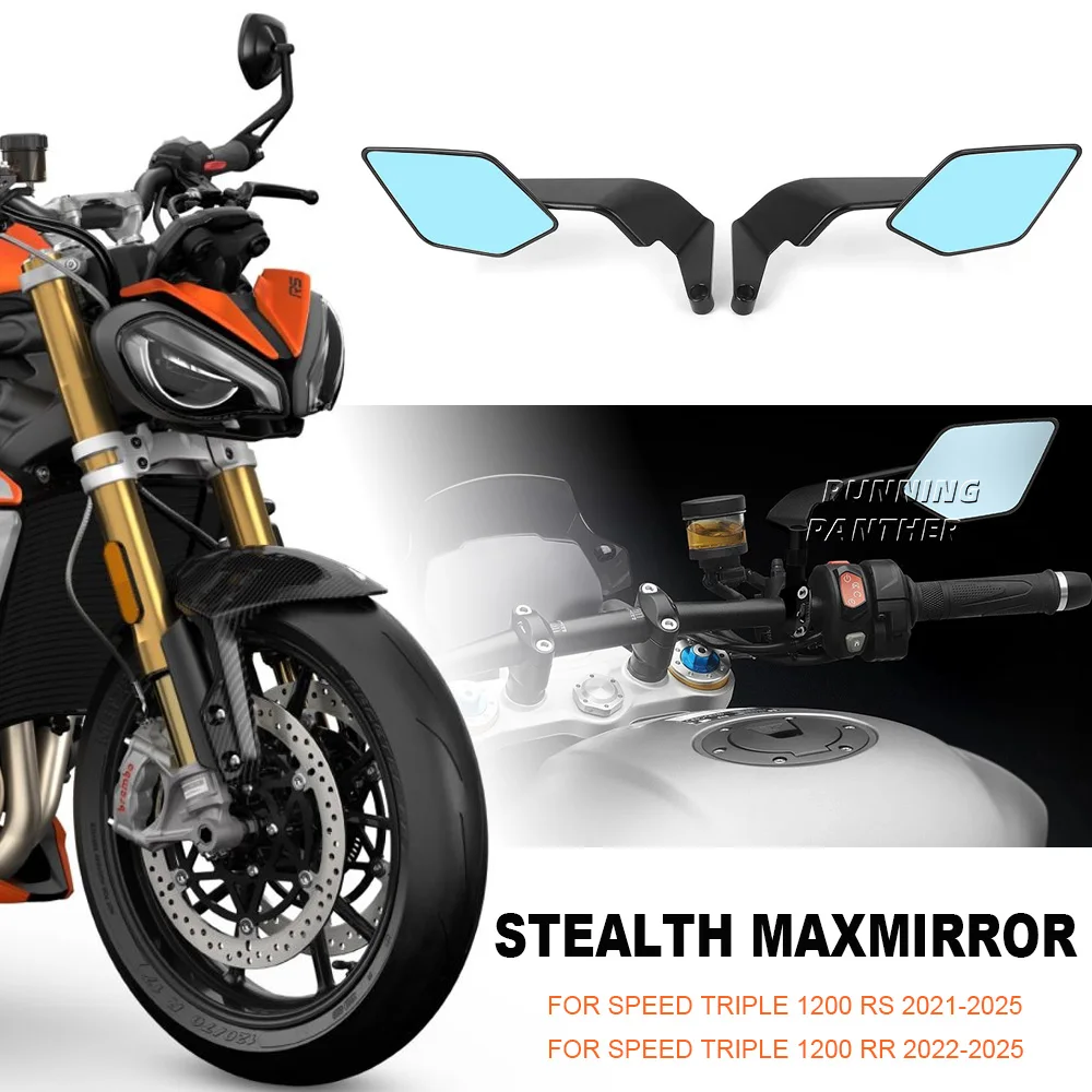 

For Speed Triple 1200 RS RR 2021-2025 Motorcycle New Rearview Mirror Invisible Wing Adjustable Rotating Side View Mirror