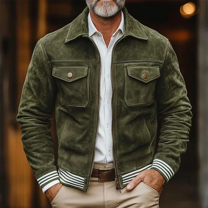 Men's Hot Sale New Suede Vintage Jacket, Lapel Tooling American Jacket