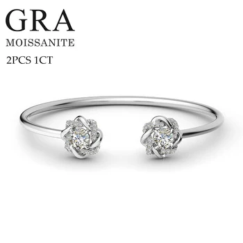 2pcs 1 carat moissanite bracelet knot love women 925 silver bracelet wedding engagement jewelry certified luxury gift trend