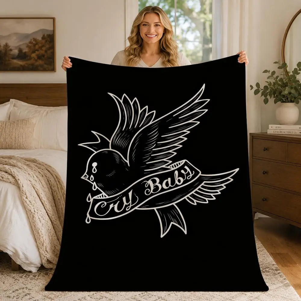 Music Emo Rap Lil Peep Throw Blankets Soft Warm Flannel Blanket Bedding for Bed Living room Home Sofa