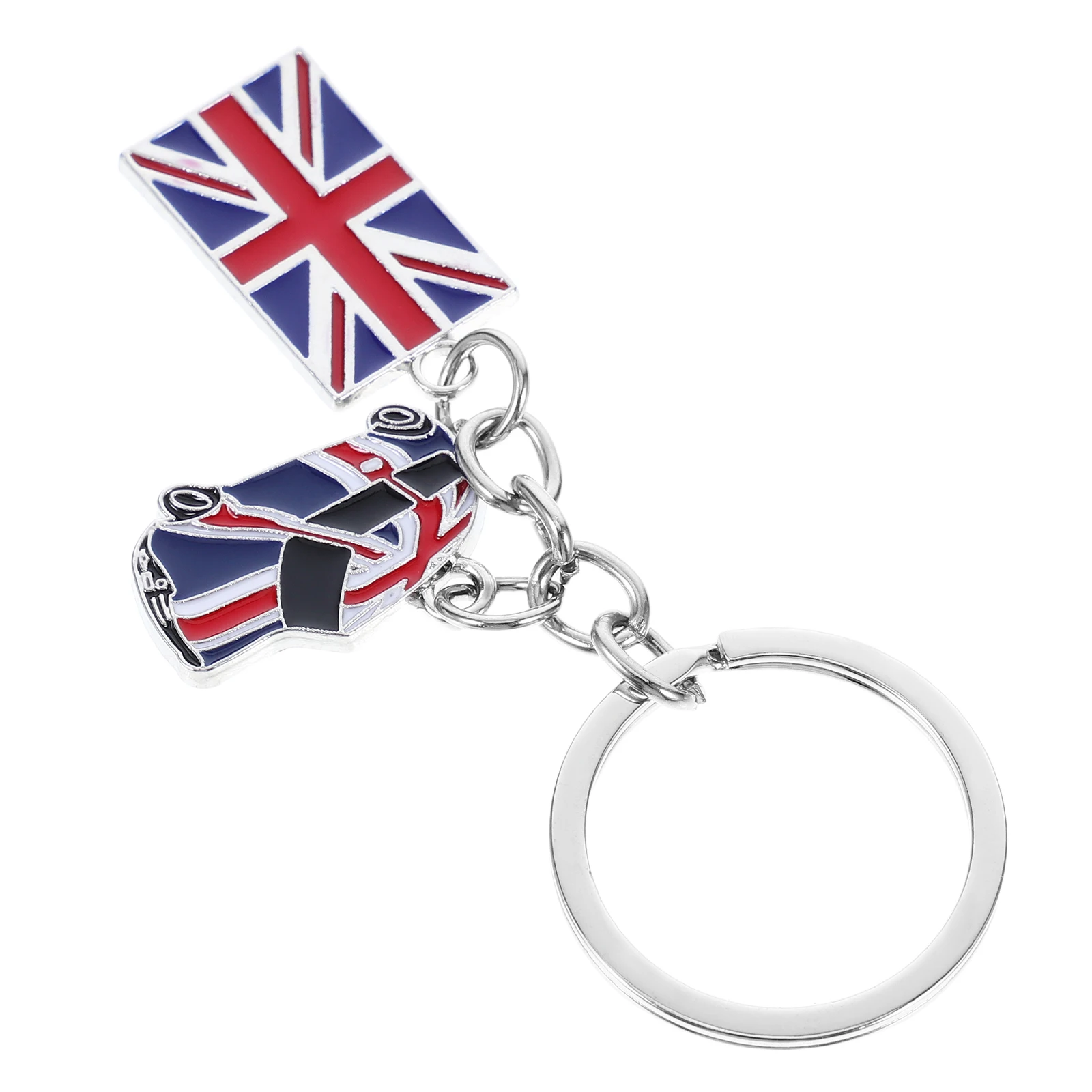 

UK Flag Keychain Alloy Cute Bags Decoration Accessories London Keyrings Creative Hanging Chain Metal Key Pendant Mini Car