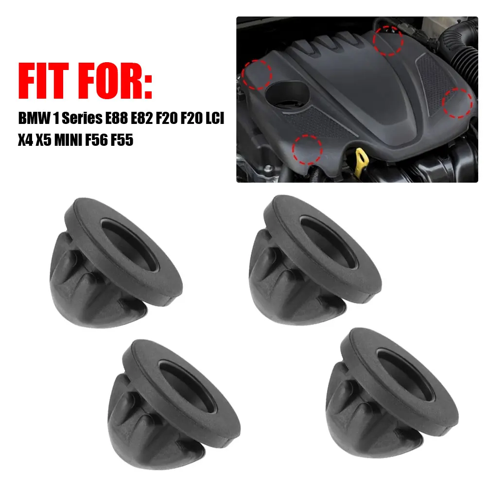 4x Car Engine Cover Rubber Mount Grommets Bump Stop 11127614138 for BMW 1 Series E88 E82 F20 F20 LCI X4 X5 MINI F56 F55