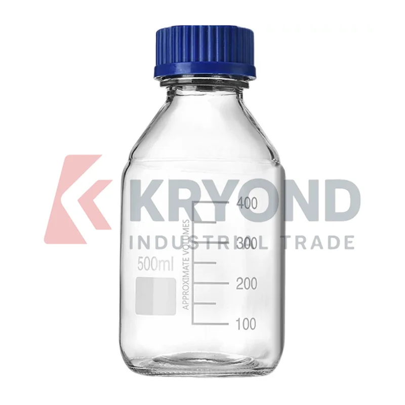 Glass Reagent Bottle Threaded Blue Screw Cap Amber and Clear Graduated Leakproof Laboratory Liquid Storage Sampling 25ml-2000ml