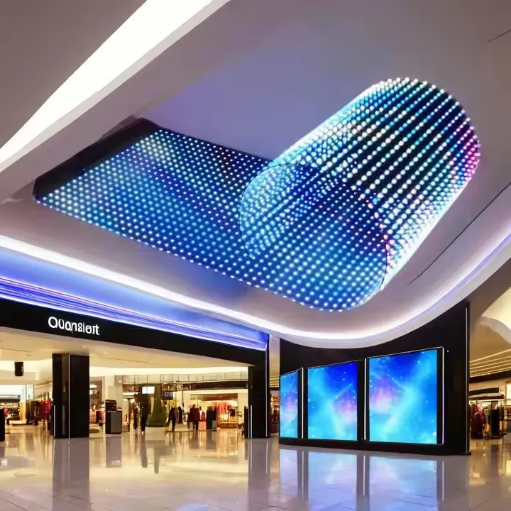 Custom Creative Ultra Thin Curved Adhesive  Full Color Transparent Led Film Screen for Indoor Glass Window Advertising Displays