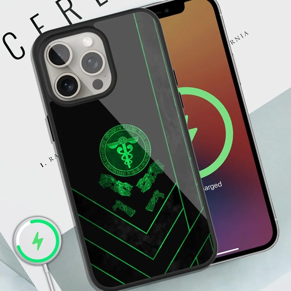 Anime PSYCHO PASS Phone Case For iPhone Magsafe Magnetic 13 14 15 11 12 Pro Max Plus Glass Charging Shell