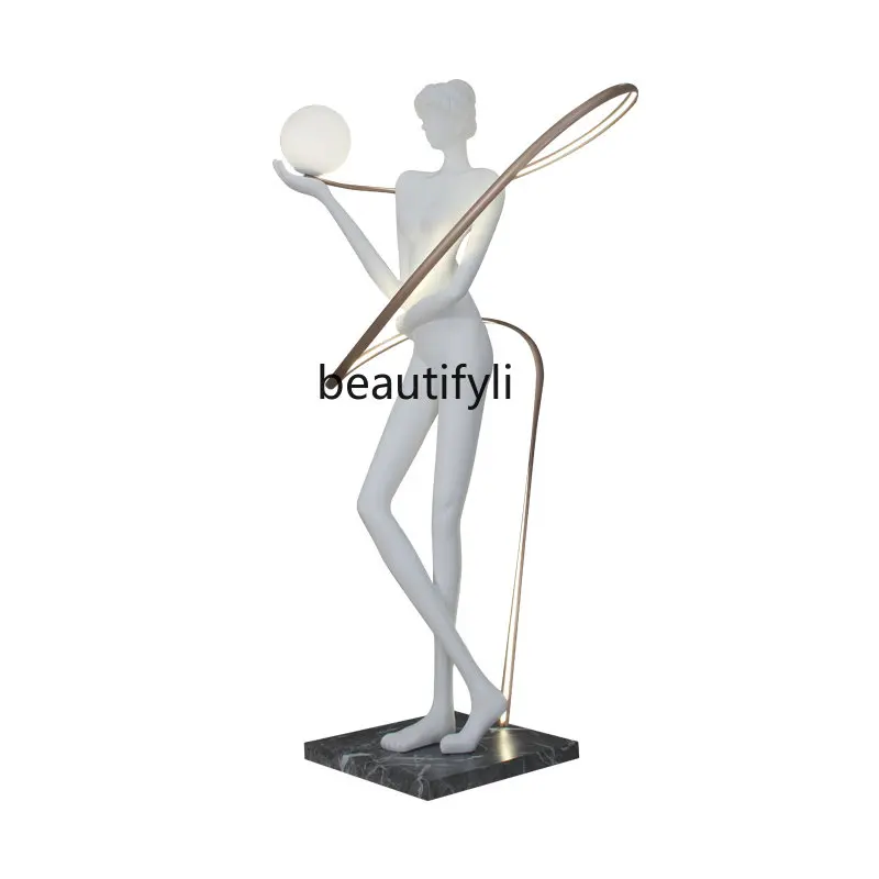 LBX Artistic Floor Exercise Ribbon Goddess Sculpture Floor Lamp Bar Restaurant Decoration Decoration