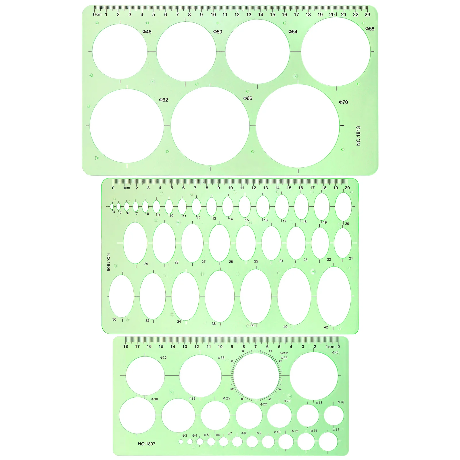 3Pcs Drawing Templates Set Multi-Design Geometric Rulers for School Office Student Supplies Architecture Drafting Tools