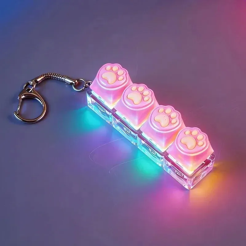 Chaveiro de Teclado Clicável com Luz LED - Brinquedo Anti-stress e Ansiedade, Acessório Portátil para Decoração de Mesa de Escritório e Presente