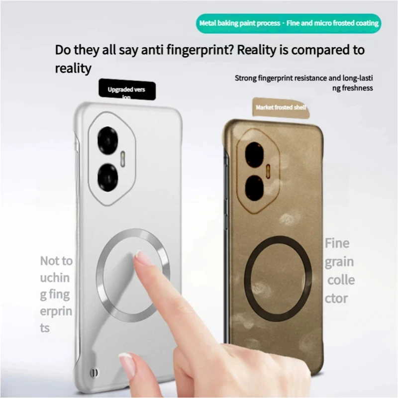 Ultra Thin Metallic Paint Frameless Magnetic Phone Case For Honor 300 Ultra 200 Smar Pro Lite Glossy Shockproof Protection Cover