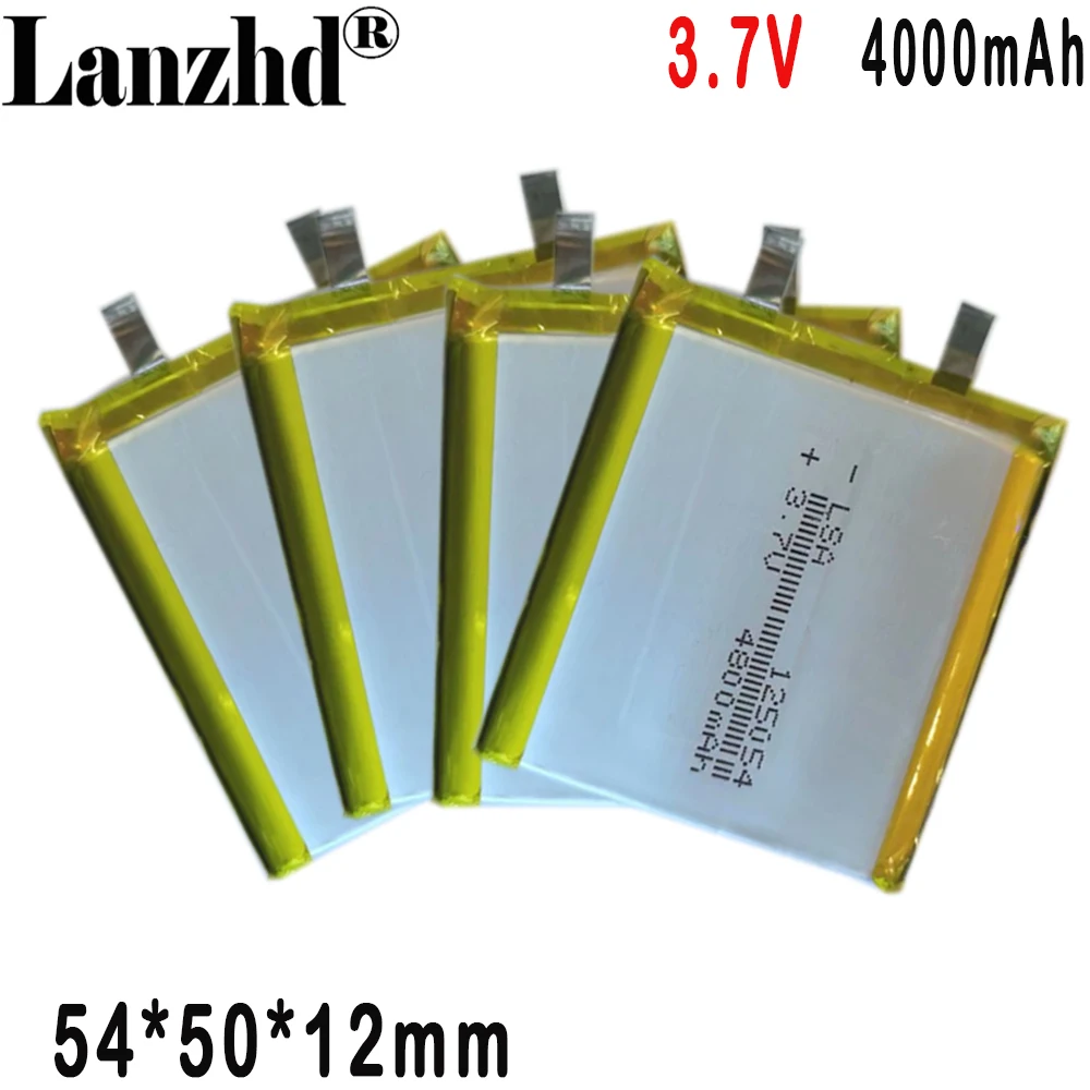 Lithium battery 125054 polymer 4000MAH 3.7V For Heating shoes hand warmer charging bank LED lamp 125050