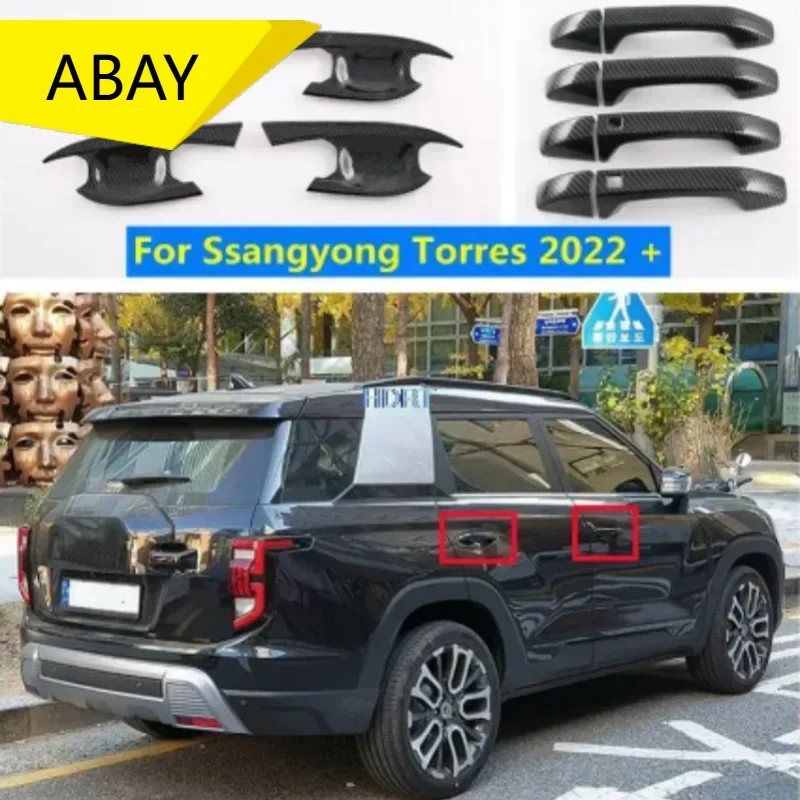 

Для Ssangyong Torres 2022 2023 ABS углеродное волокно дверная ручка крышка отделка чаша вставка наклейка протектор аксессуары для стайлинга автомобилей