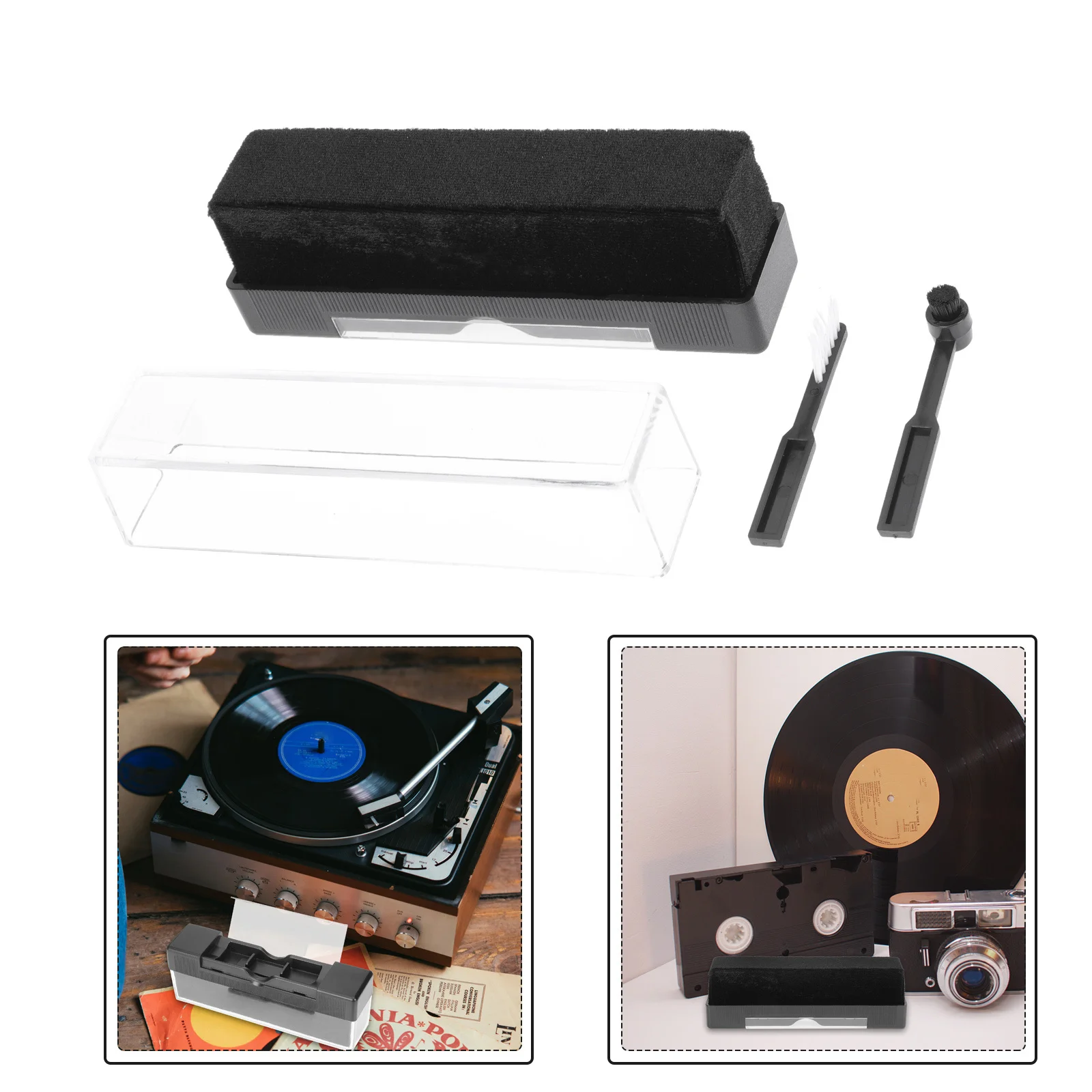 

1Set Vinyl Record Cleaning Brush 3-in-1 Anti-Static Dust Removal Tool Easy to Use and Store Vinyl Record Brush