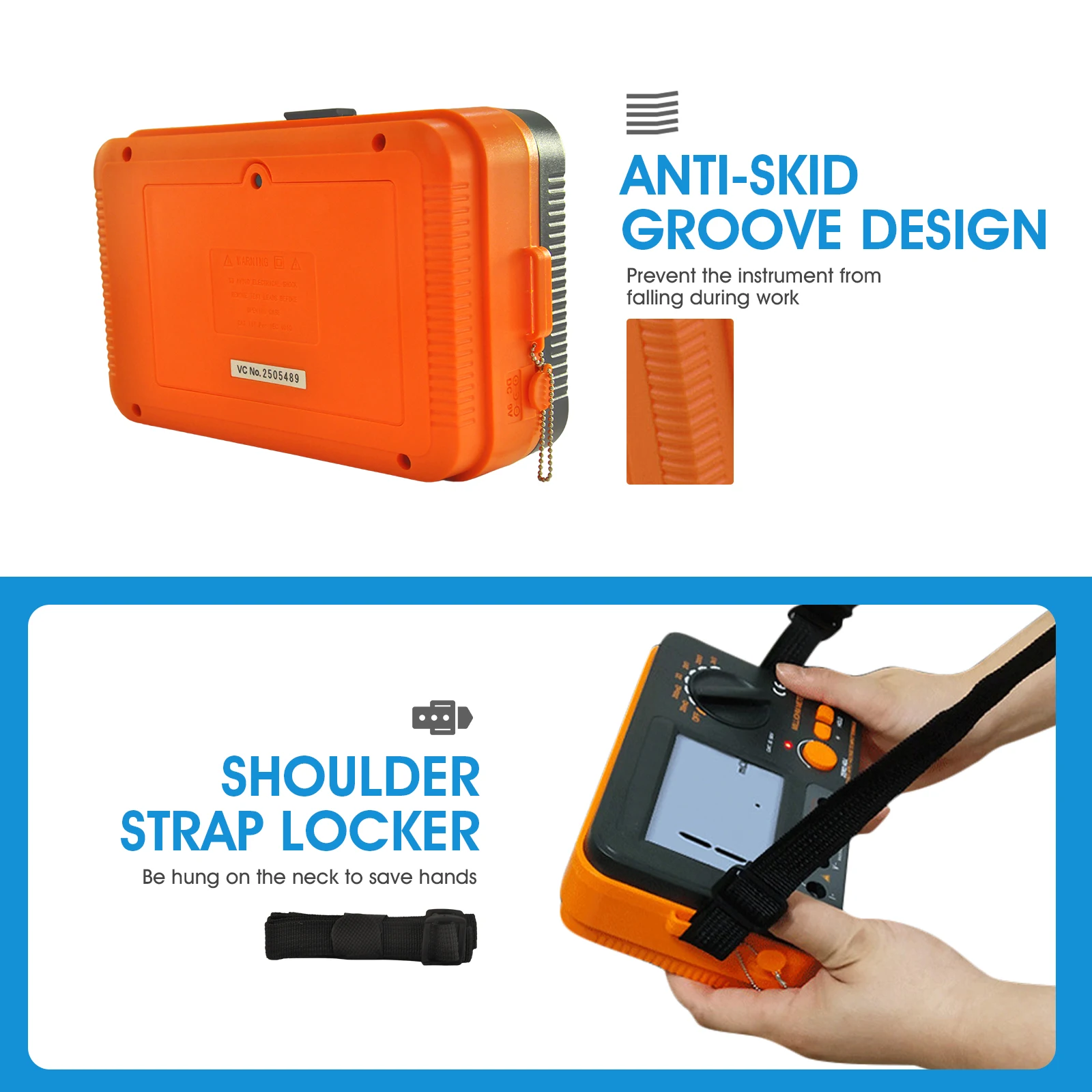 Digital Insulation Resistance Tester, Megohmmeter 0.1-200 MΩ, 250V/500V/750V/1000V, with Data Hold & Backlight Display