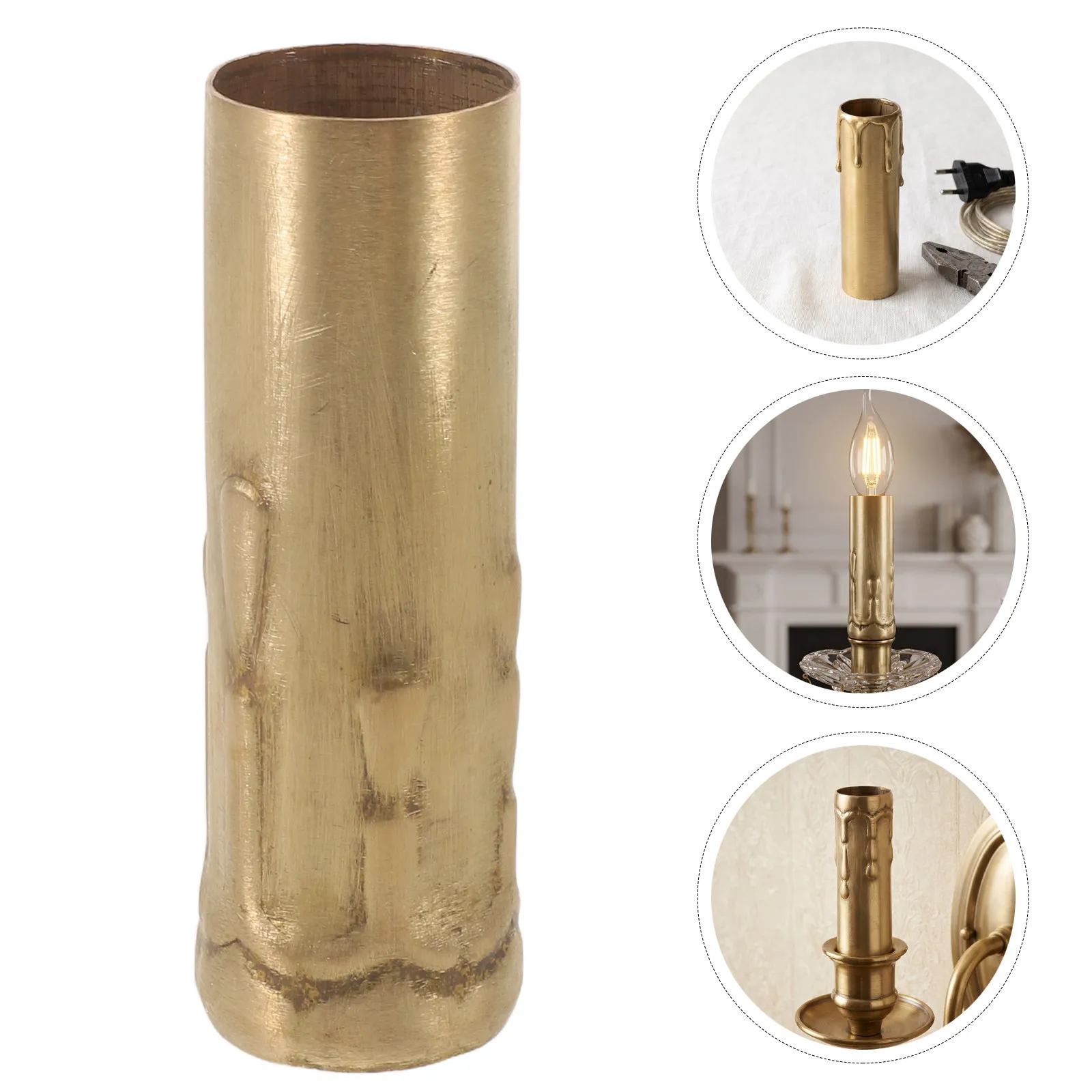 Brass E14 Lamp Socket Sleeve 3.15 Inch Cover Sleeve Vintage Chandelier Tube DIY Lighting Accessories Crystal