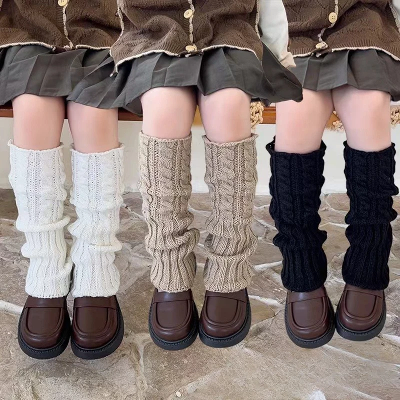 Calentadores de piernas para niños, calcetines de punto torcidos, cubierta cálida para pies para niñas, calcetines protectores de Ballet bonitos y dulces, medias largas