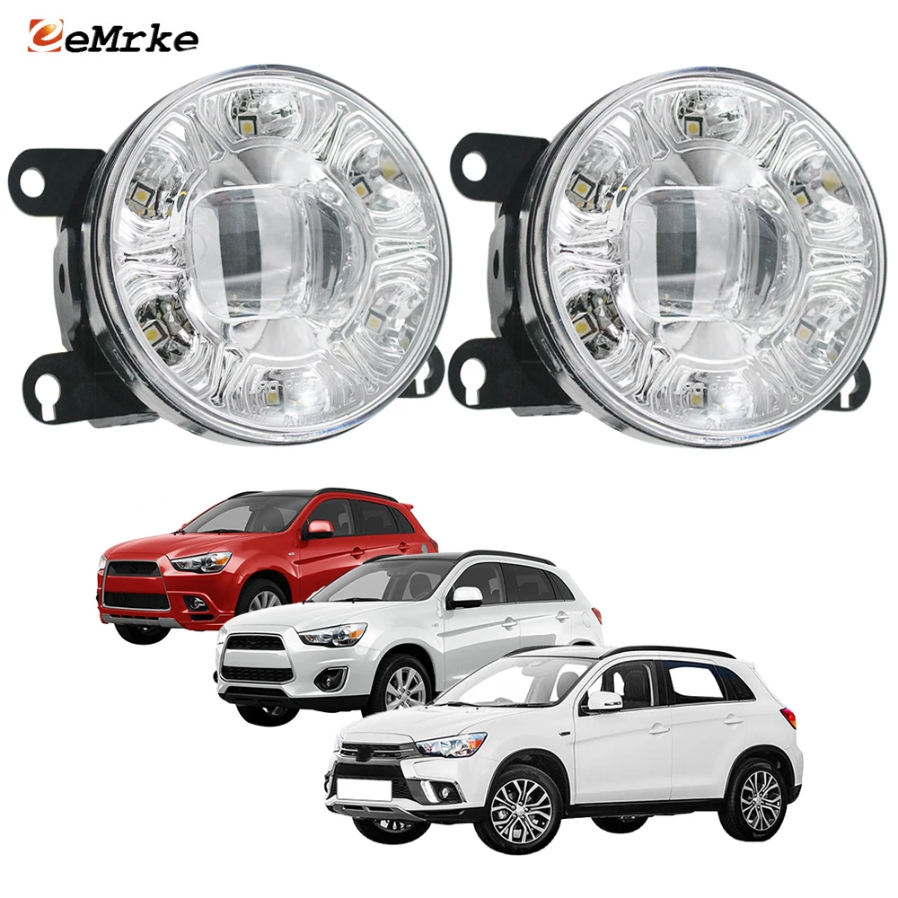 

LED Fog Lights for Mitsubishi ASX Outlander Sport RVR 2010-2018 Car PTF Fog Driving Lamp Clear Lens + DRL Daytime Running Lamp