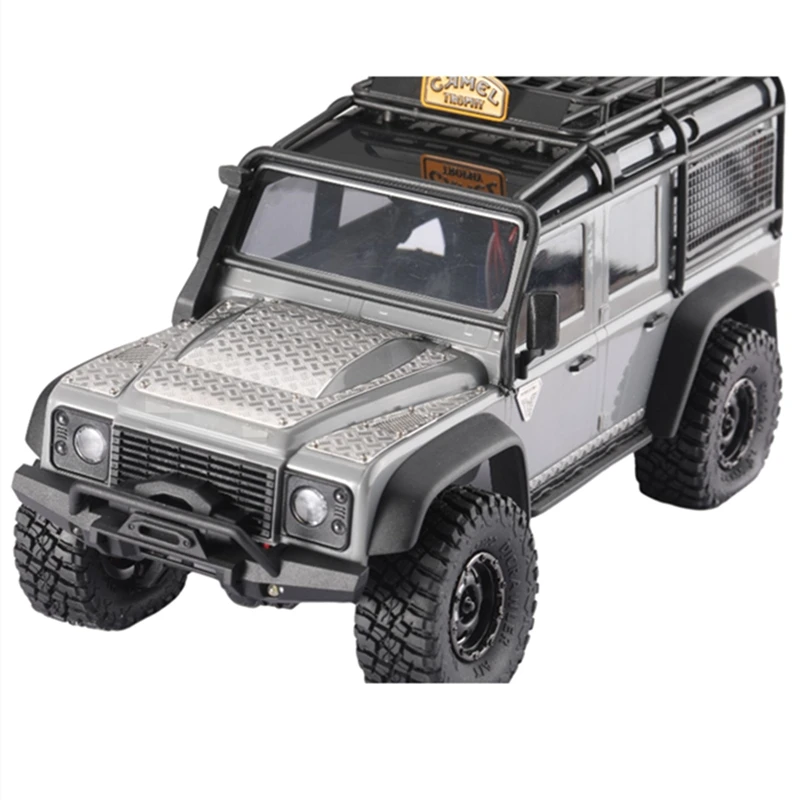โลหะเหล็ก Hood แผ่นลื่นไถลตกแต่งแผ่น Grille Trim สําหรับ Traxxas TRX4M Defender 1/18 RC รถอะไหล่อัพเกรด