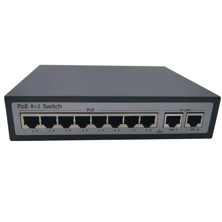 

8-портовый коммутатор Ethernet POE 96W100 Мбит/с, 8 + 2 порта Uplink, коммутатор 1000 Мбит/с, POE, 8-портовый коммутатор, коммутатор Poe Ethernet, гигабитный коммутатор