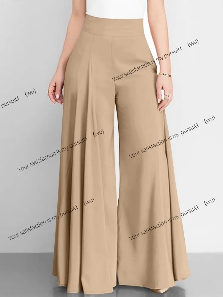 

ZOCI-Fashion, женские широкие брюки с высокой талией, расклешенные брюки, повседневные, однотонные, праздничные, длинные свободные брюки