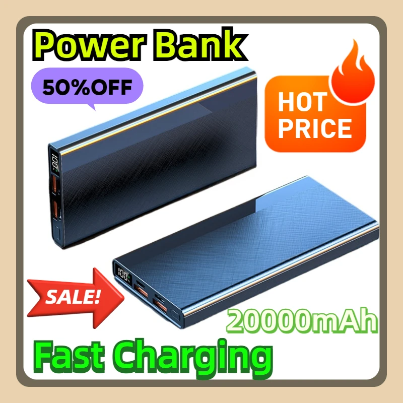 

For IPhone 13 14 Pro Huawei Xiaomi Samsung External Battery Charger Powerbank 20000mAh Power Bank 66W Super Fast Charging