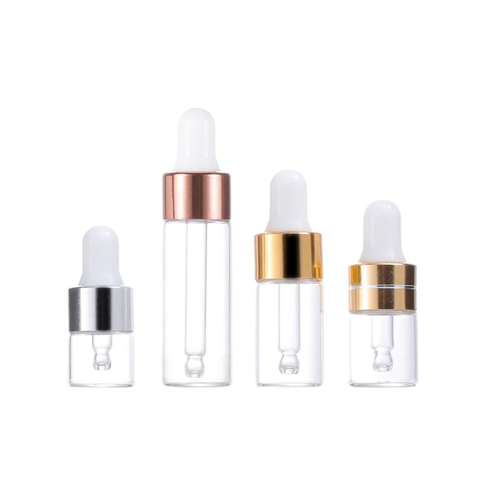 Glass Dropper Bottles 1ml 2ml 3ml 5ml Essential Oil Aromatherapy Bottle Transparent Sample Vial Empty Mini Cosmetic Containers
